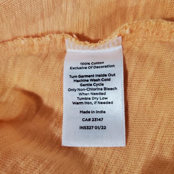 Talbots Embroidered Floral Square Neck Short Sleeve Top Size XL Slub Knit Cotton - Picture 9 of 11